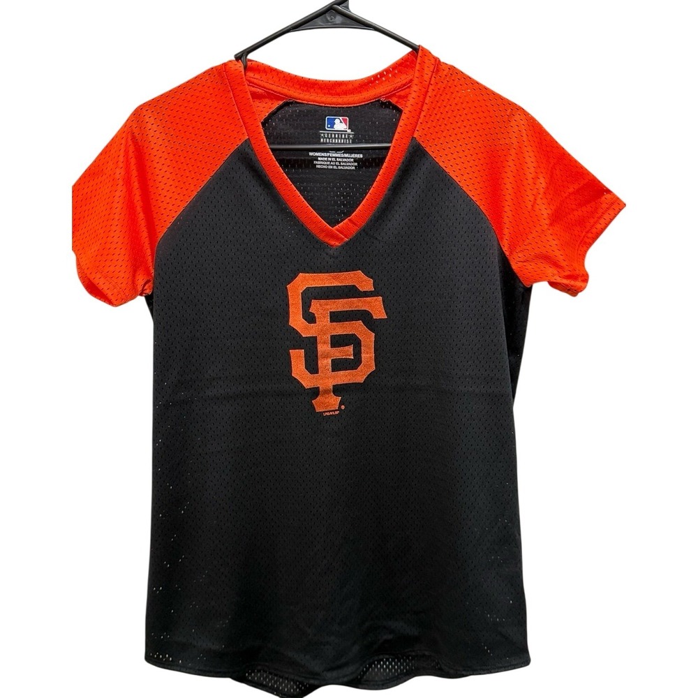San Francisco Giants Women's Mesh‎ V-Neck Jersey Top Small